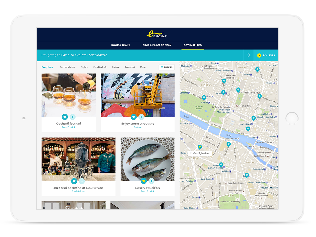 Eurostar Discover: destination feed