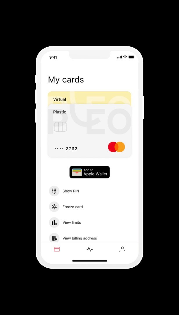 My Cards: plastic card view