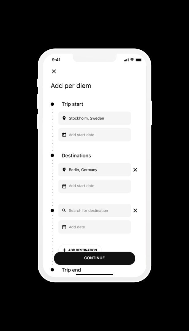 Per diem: add trip with destinations