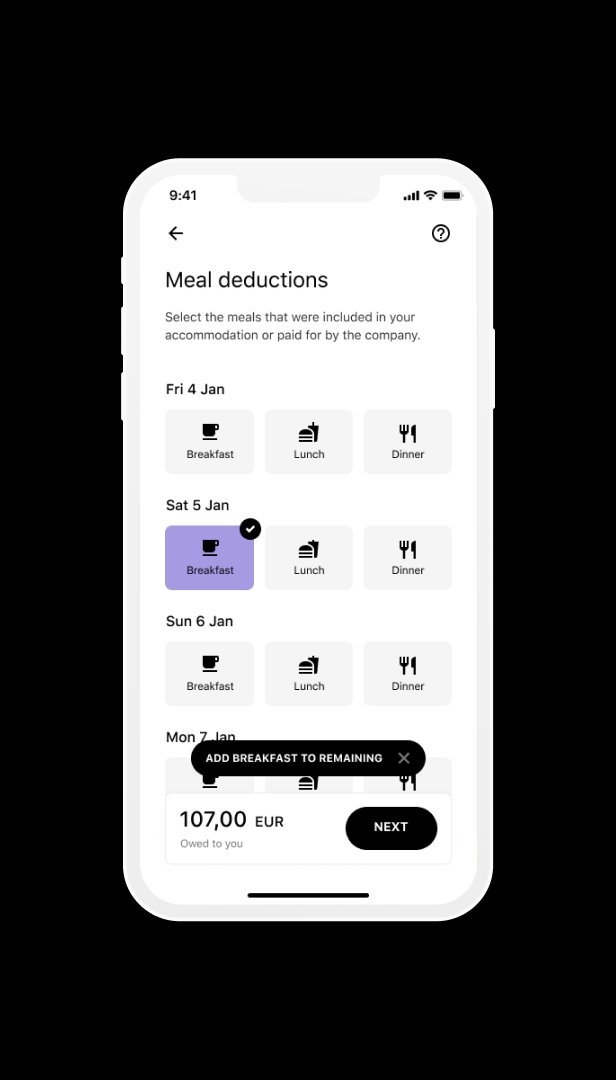 Per diem: meal deductions